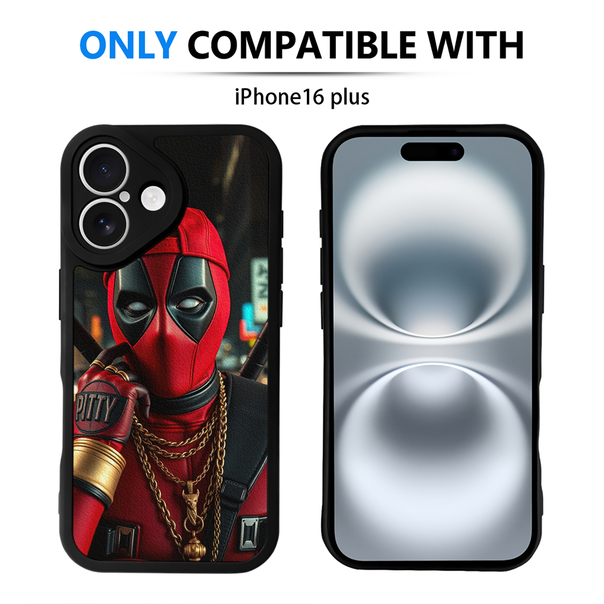 （画像用） Deadpool デッドプール 【iPhone 16シリーズ対応】シリコンスマホケース（レザー調） 材質：シリコン